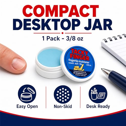Tacky Finger 1 Pack - 3/8 oz Odorless Moistener Gel for Paper Handling