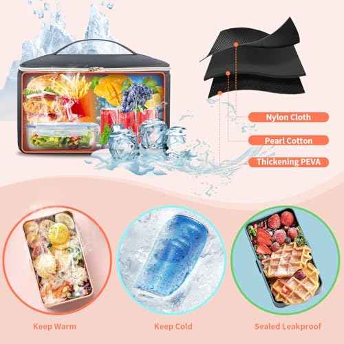 BERTASCHE Lunch Backpack for Women, 15.6 Inch Laptop Backpack with Insulated Cooler Lunch box, Nurse Backpack for Teacher Work Travel College Picnic, Black