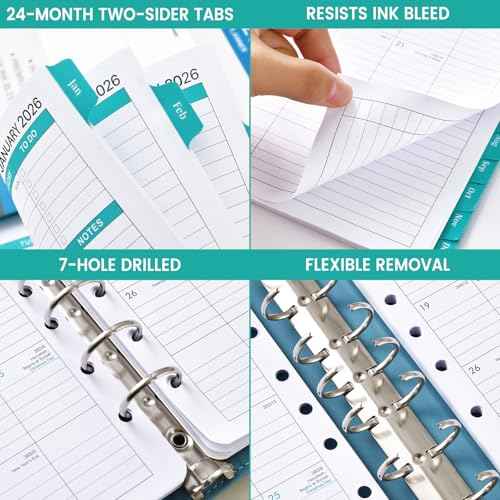 2026-2027 Monthly Planner Refill - Planner Inserts with 7-Hole Punched, 5-1/2" x 8-1/2", Runs from January 2026 to December 2027, Two Pages Per Month, Monthly Calendar with Tabs