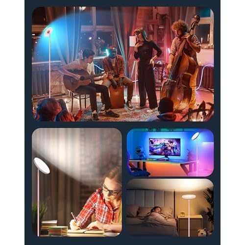 42W Pink Floor Lamp, 3700LM Super Bright Standing Lamp with RGB Side Light, Timer/Memory Function, 2700K-6500K Dimmable LED Lighting for Living Room, Tall Light with Remote & Touch Control