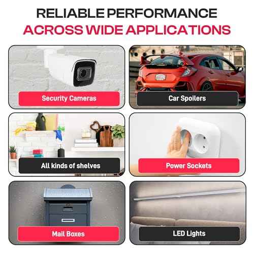 GripBond Black Super Bond Heavy Duty Double Sided Tape, 4 Rolls (18.3 Ft), 1.2¡± x 220¡± ? Waterproof Adhesive Mounting Tape for Indoor/Outdoor, Walls, Automotive, Car, LED Strip Lights, Home, Office