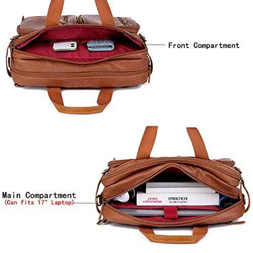 Men Vegan Leather Briefcase Backpack Hybrid 17 Inch Laptop Bag Case Business Messenger bag HB-22