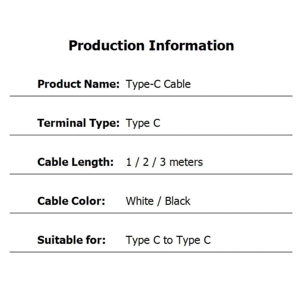 Skiennix Type C to Type C Charging Cable - Data Sync with Reinforced Connector | 2000mm, White