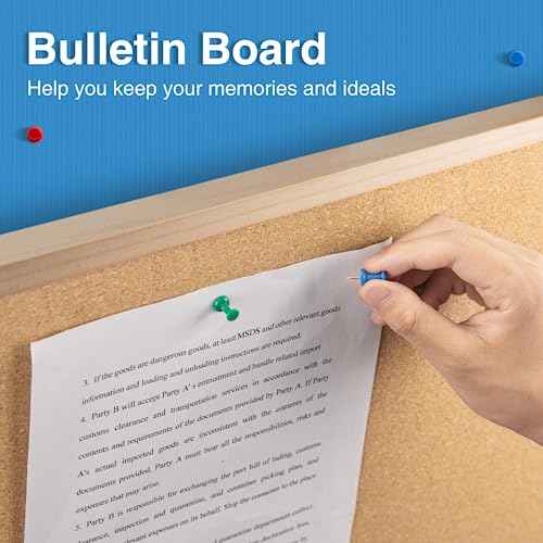 OWLKELA 24'' x 36'' Cork Board Bulletin Board, Wooden Framed Corkboard, Wood Oak Frame Corkboard, Vision Board and Decorative Hanging Pin Board