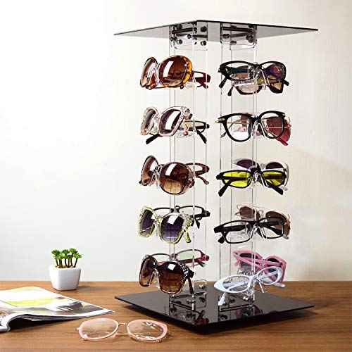 MOOCA Premium Acrylic Rotating Sunglasses & Eyewear Holder Display Sunglasses Organizer Stands Rack, 20 Frames