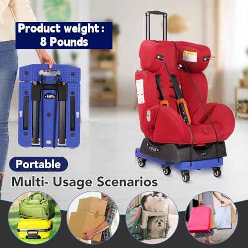 Folding Hand Truck Lightweight Hand Truck Dolly Foldable,Luggage cart with 6 Rotate Wheels, Utility Cart with Adjustable Handle,Collapsible Dolly for Moving-Blue