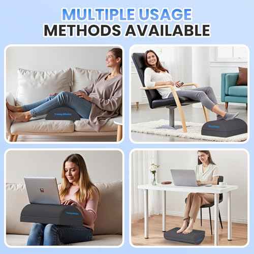 Foot Rest for Under Desk at Work, Gaming Accessories Foot Stool with 3 Adjustable Heights & Washable Cover, Comfortable Office Desk Accessories, Footrest for Office, Home and Car (Gray)