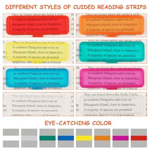 14Pcs Guided Reading Strips,Finger Guided Reading Trackers,Children ADHD Finger Trackers with Finger Rings,Dyslexia Tools for Kids Bookmark Reading Trackers Reading Tools
