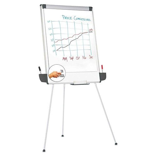 Universal UNV43031 29 in. x 41 in. Tripod-Style Dry Erase Easel - White/Silver