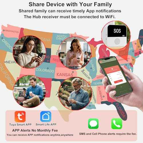 Wireless Caregiver Pager Call Button for Elderly at Home, Wi-Fi APP Remote Emergency Alert Systems for Seniors, Patients and The Disabled, Life Alert Systems for Seniors No Monthly Fee