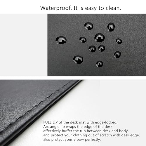 AKOZLIN 27.55¡±x 18.9" Soft PU Leather Surface Office Desk Mouse Mat Anti-Push Pad with Full Grip Fixation Lip Table Blotter Edge-Locked Protector