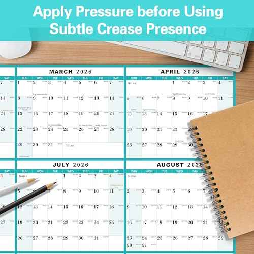 32" x 48" 2026 Wall Calendar, Folded Wet & Dry Erase Wall Calendar 12 Month, Annual Yearly Planner Yearly Laminated Calendar 2026 Horizontal/Vertical, with Julian Dates