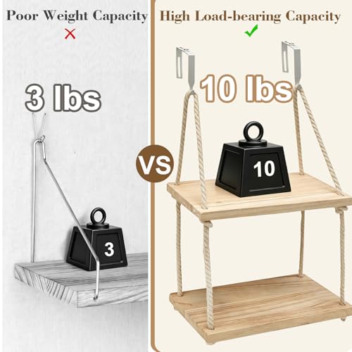 Natural Wood 2-Tier Cubicle Shelf with Hooks - Office Organizer & Wall Mount