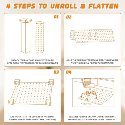 Sharewin 48" x 30" Office Chair Mat for Carpeted Floors – Thick 2.2mm, Easy Glide Desk Mat