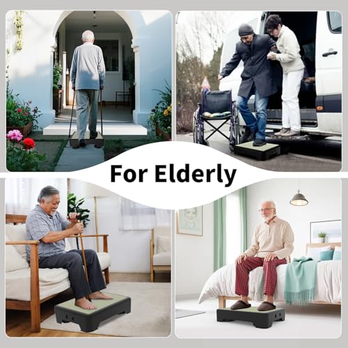Adjustable Step Stool for Adults, Noctilucent Bed Step Stools, 600 LBS Capacity Non-Slip Safety Step Platform Indoor and Outdoor for Seniors and Kids, Wide Step Stools Elderly Assistance at Night