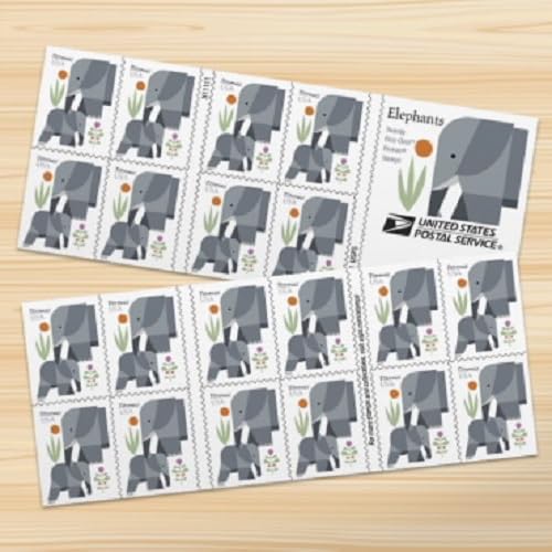 Elephants Forever Postage Stamps-Booklet of 20