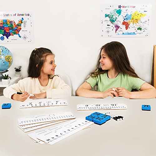 12-Pack Double-Sided Dry Erase Number Line White Boards - 4"x12", Elementary Numberline Strips, White Boards for Students, Math Manipulatives Must Haves, Number Line for Classroom Set - Simply Magic