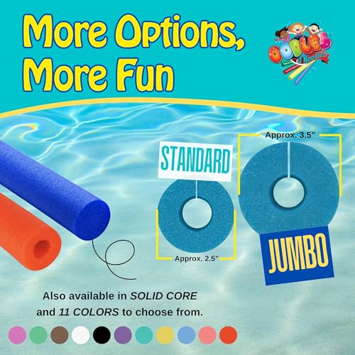 Clamp-On Standard Size Foam Noodles - 12 Pack Extra Dense, Buoyant