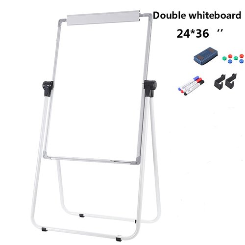Dry Erase Easel U -Double Whiteboard, 24" x 36"Dry Erase Flipchart Board, Height Adjustable Stand,3 Markers,1 Eraser,for Free