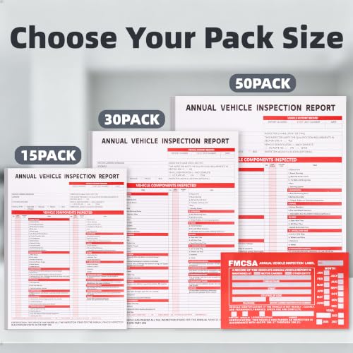 50-Pack DOT & FMCSA Vehicle Inspection Report Forms with Waterproof Aluminum Labels