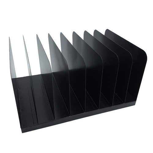 Huron Desktop File Binder Organizer Storage Vertical 8 Slot, Black Commercial Grade Steel