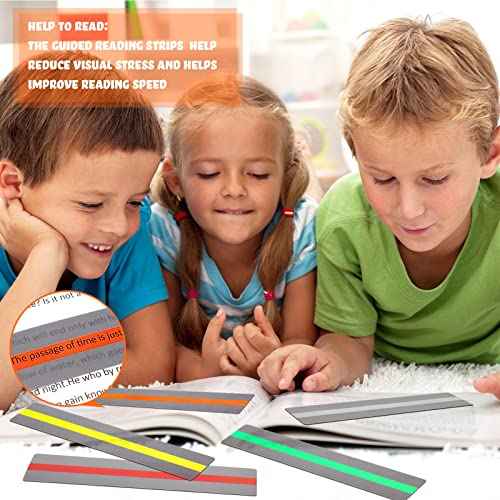 Yexiya 100 Pack Guided Reading Strips Line Reader Highlight Strips Overlay Highlight Bookmarks Help with Dyslexia for Student Classroom Teacher Supply Kids Children(Multicolor)