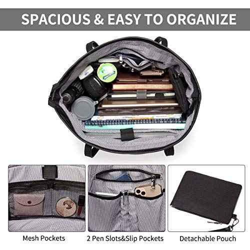 VASCHY Laptop Bag for Women, 15.6-17 Inch Lightweight Water Resistant Travel, Work,Teacher Tote Bag w Luggage Strap