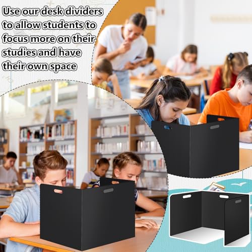 22Pcs Desk Dividers for Students Plastic Waterproof Privacy Folders Shields Test Dividers (22pcs Black)