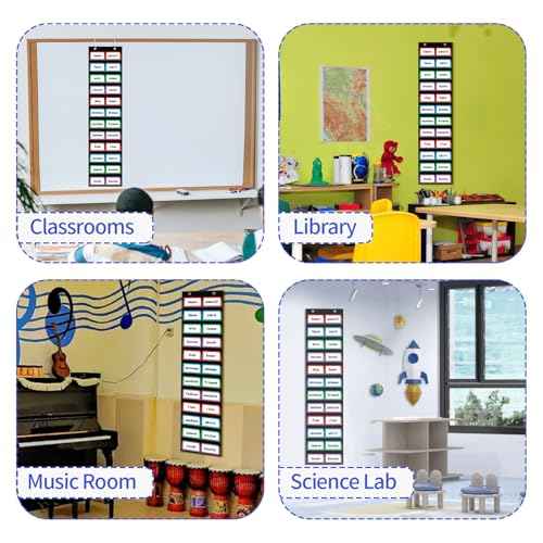 10¡±W x 48.25¡±H Classroom Words Pocket Chart with 12 Clear Pockets, Black Standard Pocket Chart for Classroom and Home for Sentence Strips, Reusable Words Hanging Pocket Chart (Black)