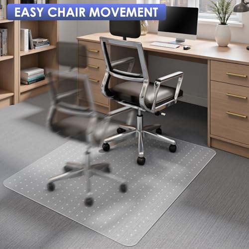 Kuyal Office Chair Mat for Carpet, 32x49 Clear Heavy Duty Computer Chair Mat, Under Desk Protector Carpeted Floors Mat, Easy Chair Movement,Ship Flat