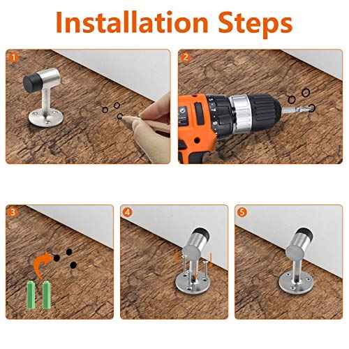 3 Inch / 75mm Heavy Duty Floor Stop, Door Stopper Stainless Steel Brushed Nickel - Pack of 6