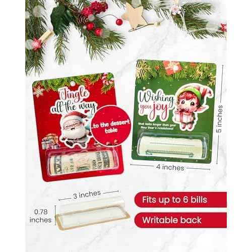 12 Sets of Christmas Money Holders for Cash, Funny Ways to Give Money as a Gift, Money Holder for Cash Gift, Money Ornament, Variety of Unique Cards With Plastic Lip Balm Tray With Adhesive
