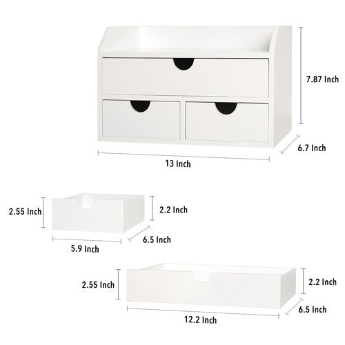 ZGZD Elegant Wooden Desk Organizer with 3 Drawers – Premium Tabletop Office Supplies Storage for Home & Office – Stylish, Space-Saving, Multi-Functional Desk Accessories