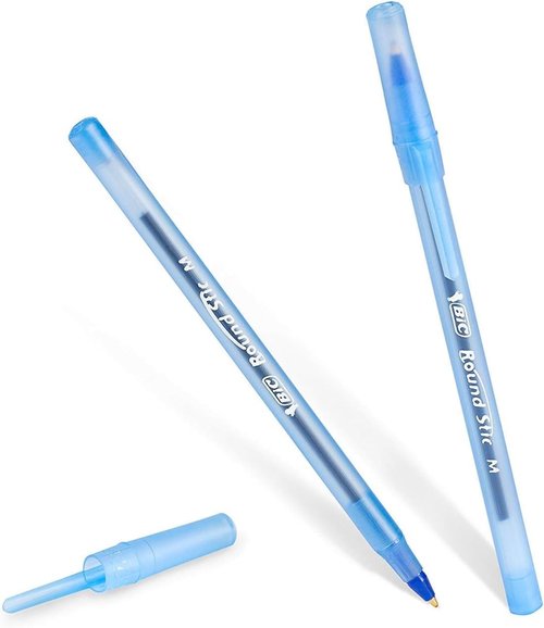 BIC Round Stic Xtra Life Pens - Medium Point 1.0 mm | 30 Black & 30 Blue Ink Pens, 60 Pack