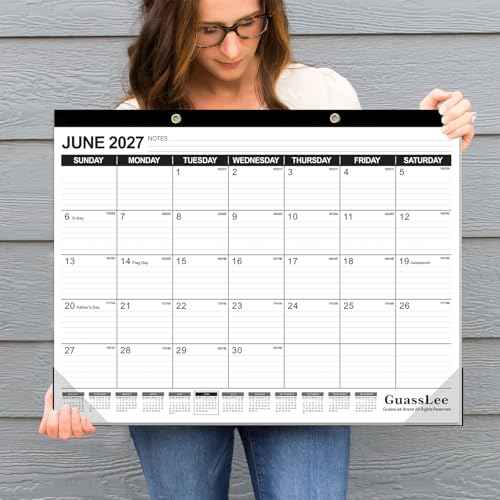 GuassLee Large Desk Calendar 2026-2027,18 Months from Jan. 2026 to Jun. 2027, 22 x 17 Inches Desktop Wall Calendar Hanging Planner with Julian Date, Notes, Corner Protectors for School Home Office