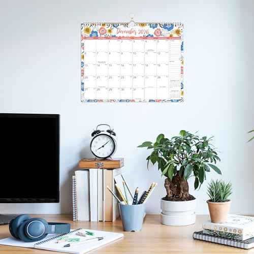 2026 Wall Calendar - Jan 2026 - Dec 2026, 12 Months Hanging Monthly Calendar 2026, 14.8" x 11.57", Twin-Wire Binding, Julian Dates, Large Block, Notes, To-do List, Thick Paper, Perfect for Organizing