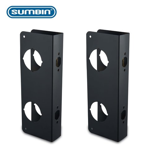 SUMBIN Door Guard Reinforcer for Extra Security to Your Home and Prevent Unauthorized Entry, 2-3/8 Backset and 5-1/2 Door Hole, Repair Doors in Black Finish 2 PCS