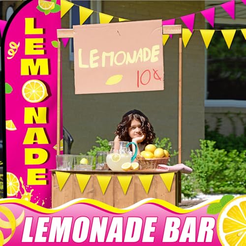 Lemonade Feather Flag with Pole Kit 15 ft Banner Sign for Business Advertising Feather Flag Sign with Flagpole for Outside Garden Business Store Party