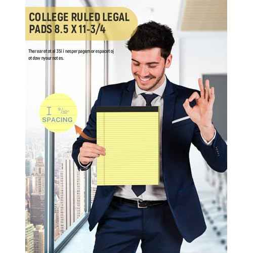 24 Pack Legal Pads 8.5 x 11 College Ruled Writing Pads, 720 Sheets Legal Note Pads 8.5 x 11 Narrow Ruled Lined Paper Pads, Perforated Notepads Notebook Yellow Paper Tablets 30 Sheets Per Notepad