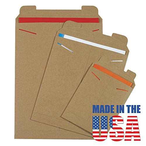 Aviditi 6" x 8" Stayflats Rigid Flat Mailers, Kraft, For Keeping Documents, Photos, and Artwork Protected During Shipping (100 Pack)