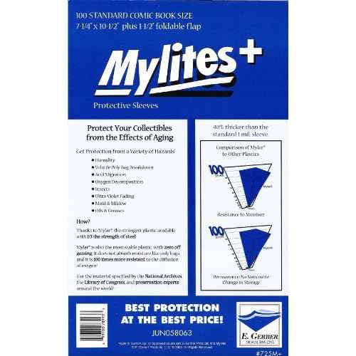 Mylites+ Standard Comic Book Mylar Sleeves 7 1/4" x 10 1/2" Plus 1 1/2" Flap