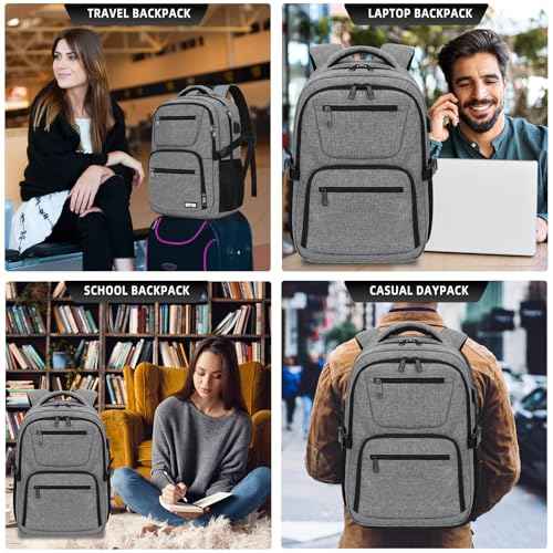 Backpack for Men Women, School Backpack for Boys Girls Teens, Work Business College Backpacks with USB Charging Port, Black Student Bookbag Fits 15.6 Inch Laptop with USB Charging Port, Gifts