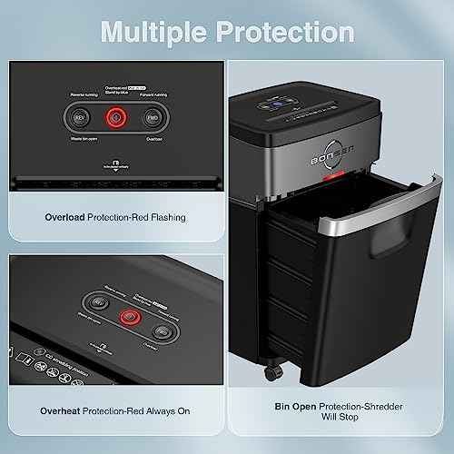 BONSEN Paper Shredder, 20-Sheet 60 Mins Nonstop Heavy Duty Paper Shredder for Office, 60dB Ultra Quiet Cross-Cut Shredder with 6.6 Gals Basket, Anti-Jam CD and Credit Shredder for Home Office (S3104)
