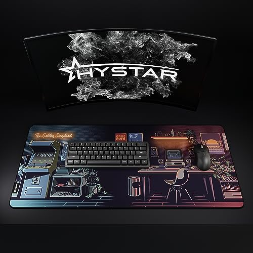 Hystar¢ç Extended Gaming Mouse Pad | XXL 36" x 16" | 5mm Thick, Waterproof Surface, Smooth Polyester Fabric, and Natural Rubber Base | Nostalgia