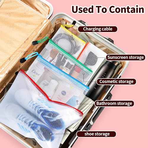 24pcs Mesh Zipper Pouch Bags - 8 Sizes Plastic Zipper Pouches for Organization, Mesh Bags with Zipper, Waterproof Clear Travel Pouches, UMETDO File Bag with Zipper for Office Supplies