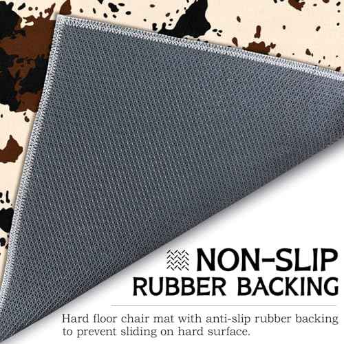 Office Chair Mat for Hardwood & Tile Floor 48"x60",Cow Print Computer Chair Mat for Rolling Chairs Carpet,Southwest Western Faux Cowhide Under Desk Non Slip Gaming Rug Rubber Backing Protector Mat