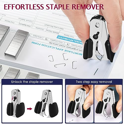 Swihauk Heavy Duty Metal Stapler Black for 50 Sheets with Staples & Remover