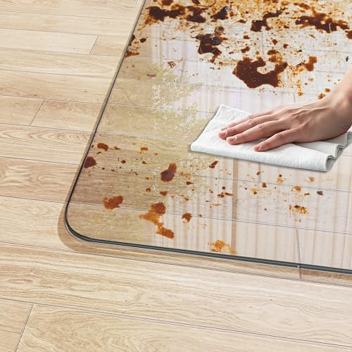 Tempered Glass 40" x 30" Round Corner Glass Chair Mat with Polished Edge, Heavy Duty Hard Clear Office Chair Mat, Transparent, Glides Smoothly, Easy Clean, Suitable for Carpet Hardwood Floors
