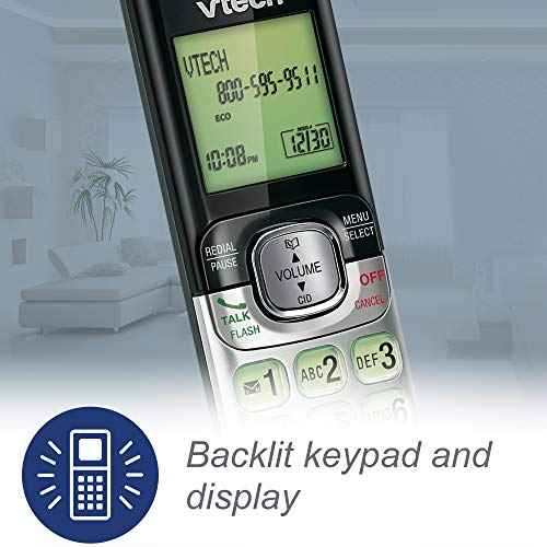 VTech CS6529 DECT 6.0 Phone Answering System with Caller ID/Call Waiting, 1 Cordless Handset, Silver/Black