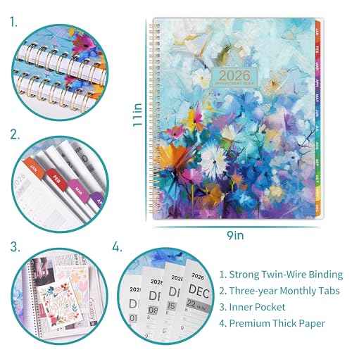 2026 Appointment Book - 2026 Daily Hourly Planner, Weekly Appointment Book, Jan 2026 - Dec 2026, 8.5" x 11", Monthly Tabs, 30-Minute Interval, Holidays, Back Pocket